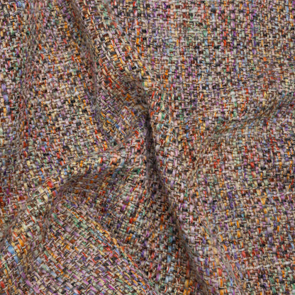 Polyester Tweed Woven - Rainbow and Metallic Gold Mottle