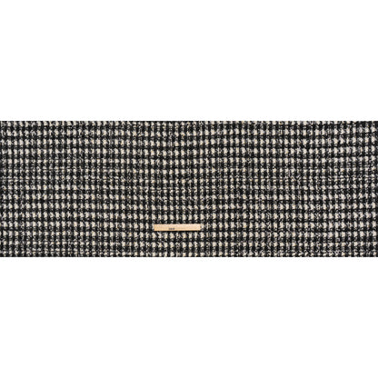 Sequined Polyester Blend Tweed - Black and White Plaid with Gold Accents