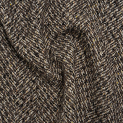 Polyester and Wool Blend Tweed - Tan, Beige and Black Herringbone