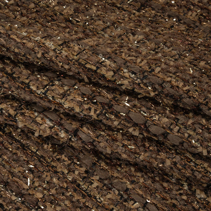 Metallic Polyester and Wool Tweed - Brown and Gold Folded