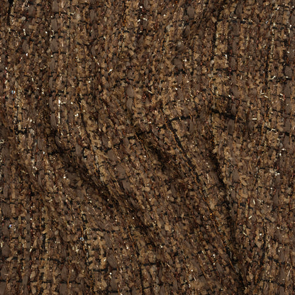 Metallic Polyester and Wool Tweed - Brown and Gold