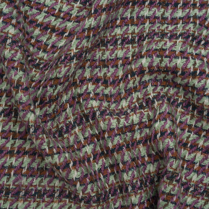 Metallic Wool Blend Tweedy Twill - Purple, Mint and Brown Plaid
