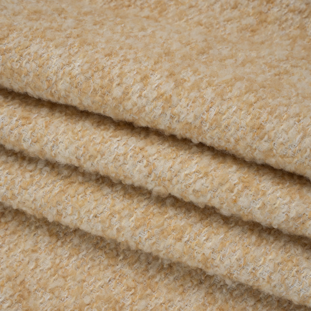 Wool Blend Boucle Tweed - Beige and Tan Folded