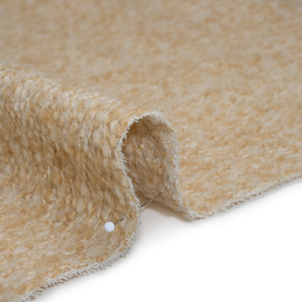 Wool Blend Boucle Tweed - Beige and Tan Detail
