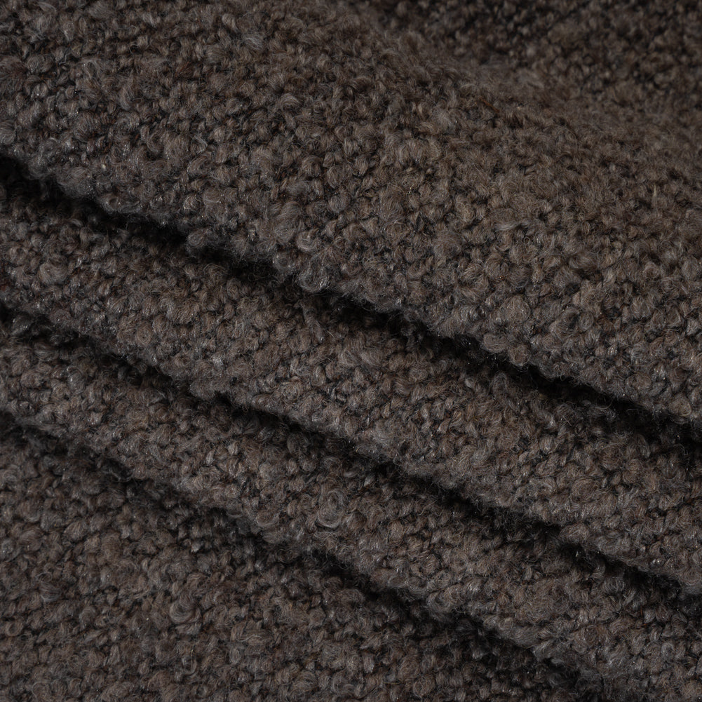 Wool Blend Boucle Tweed - Brown Folded