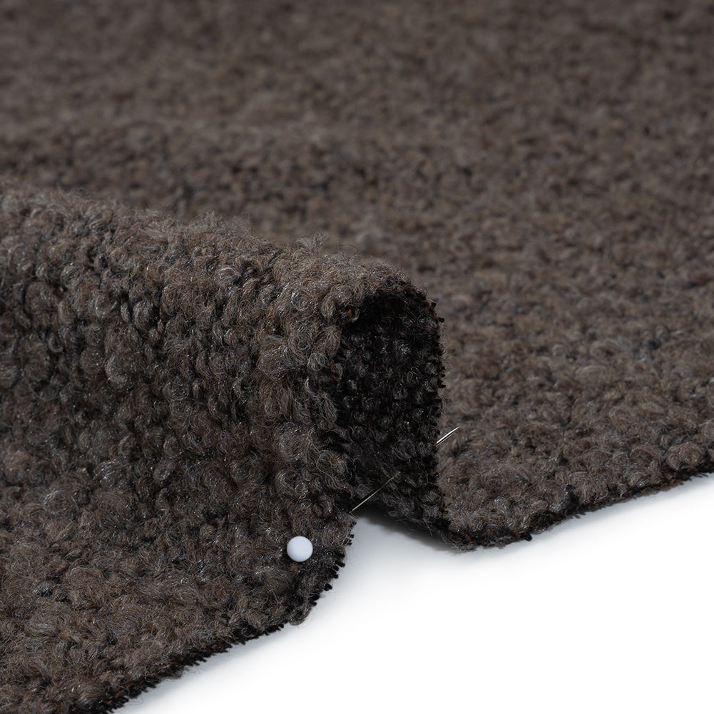 Wool Blend Boucle Tweed - Brown Detail