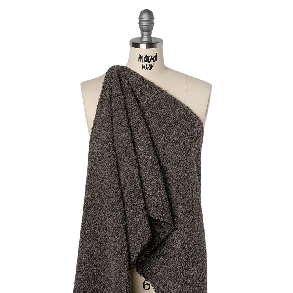Wool Blend Boucle Tweed - Brown Drape