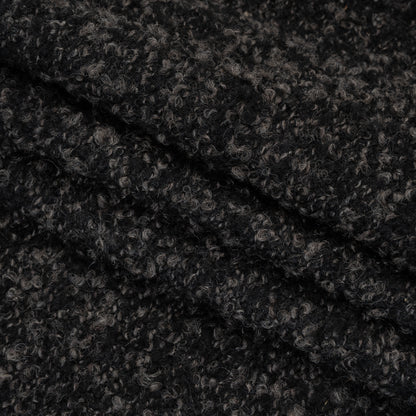 Wool Blend Boucle Tweed - Black and Brown Folded
