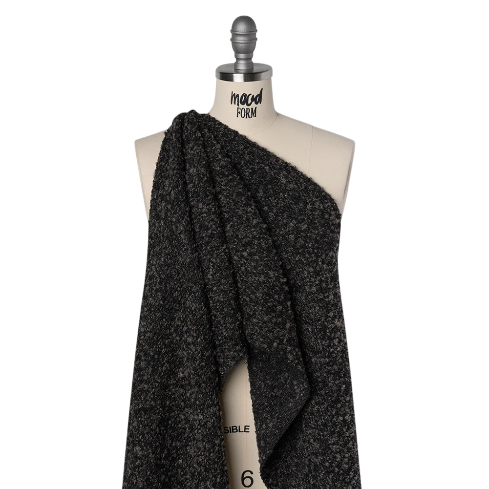 Wool Blend Boucle Tweed - Black and Brown Drape