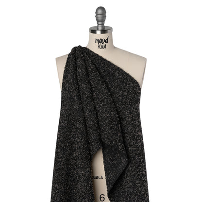 Wool Blend Boucle Tweed - Black and Brown Drape