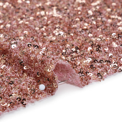 Recycled Polyester All-Over Circular Baby Sequins on Stretch Mesh - Pink - Divine Collection
