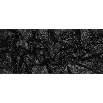 Recycled Polyester Circle Sequin Stripes on Stretch Mesh - Black - Transcendent Collection