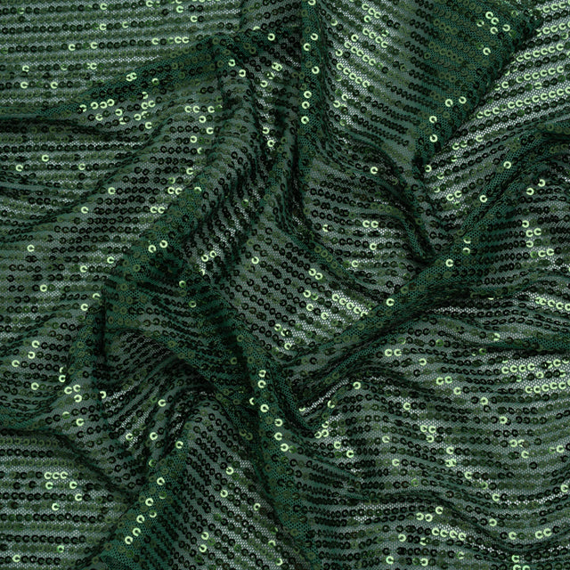 Recycled Polyester Circle Sequin Stripes on Stretch Mesh - Green - Transcendent Collection