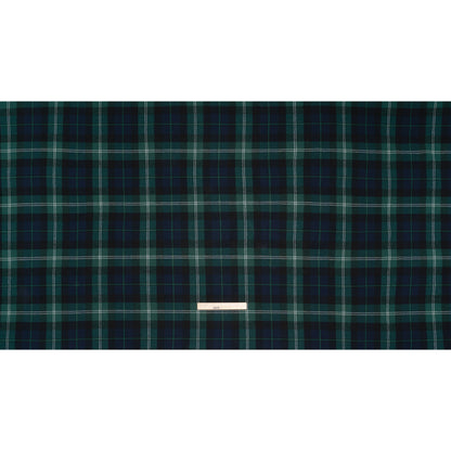 Yarn-Dyed Cotton Twill Flannel - Green, Black and Blue Black Watch Plaid