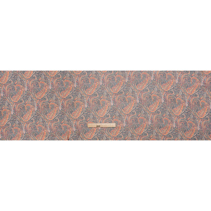 Crinkled Silk Chiffon Print - Black, Red and Yellow Traditional Paisley - Deadstock - Full