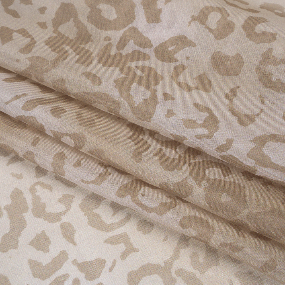 Silk Voile Print - Soft Beige and Tan Cheetah Spots - Deadstock Folded