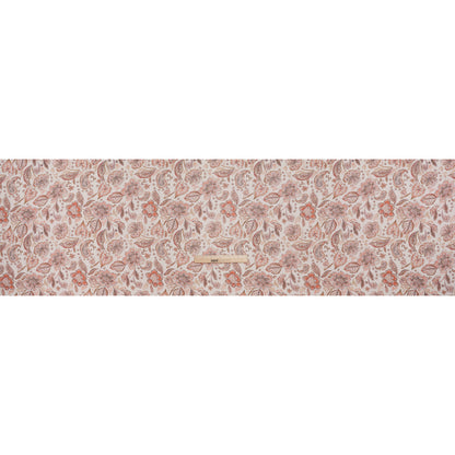 Silk Voile Print - Dusty Rose, Cream and Tan Paisleys and Flowers - Deadstock - Full