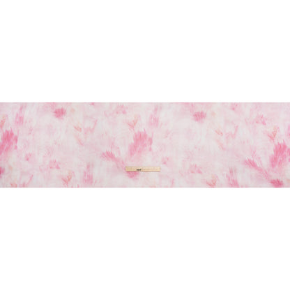 Crinkled Silk Chiffon Print - Pale Pink and Magenta Abstract Brush Strokes - Deadstock - Full