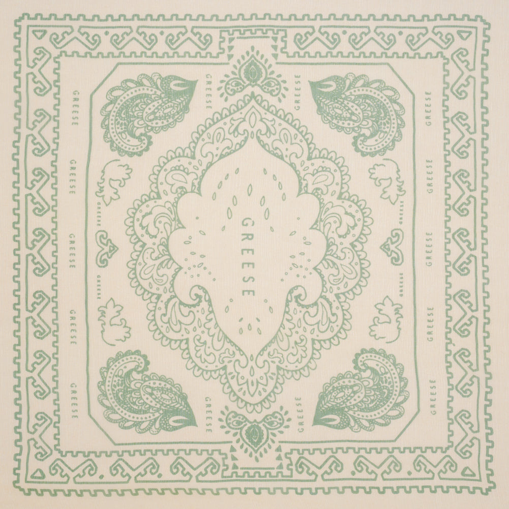 Crinkled Silk Chiffon Panel - Peach and Green Paisley and Geometric Handkerchiefs - Deadstock