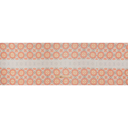 Crinkled Silk Chiffon Print - Orange, Red and Pale Lilac Floral Stripes - Deadstock