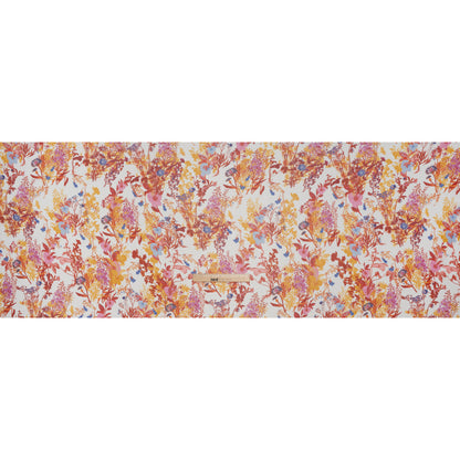 Crinkled Silk Chiffon Print - Red, Yellow and Orchid Pink Wildflowers - Deadstock