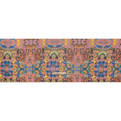China Silk/Habotai Print - Orange, Pink and Blue Paisley Circus - Deadstock