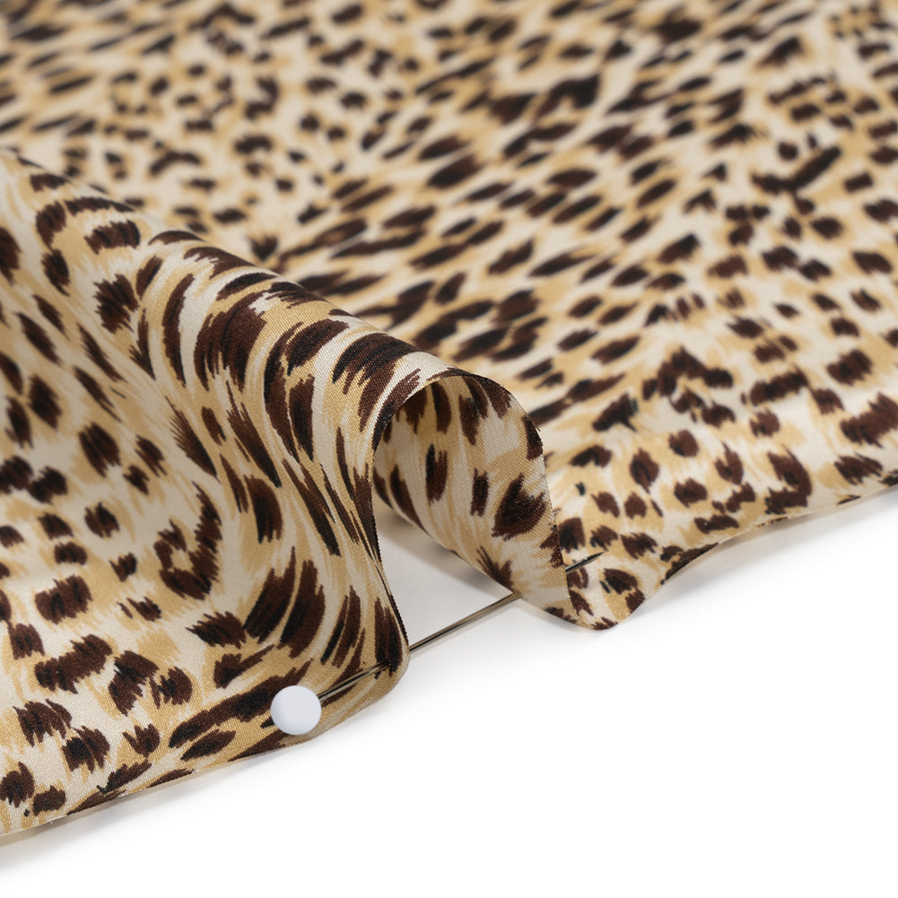 Silk Charmeuse Print - Beige and Brown Little Animal Spots - Deadstock - Detail