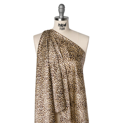 Silk Charmeuse Print - Beige and Brown Little Animal Spots - Deadstock