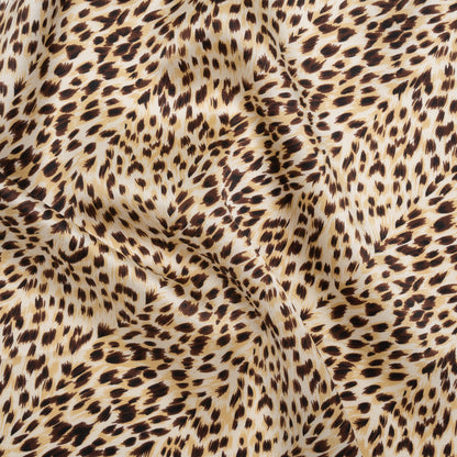 Silk Charmeuse Print - Beige and Brown Little Animal Spots - Deadstock