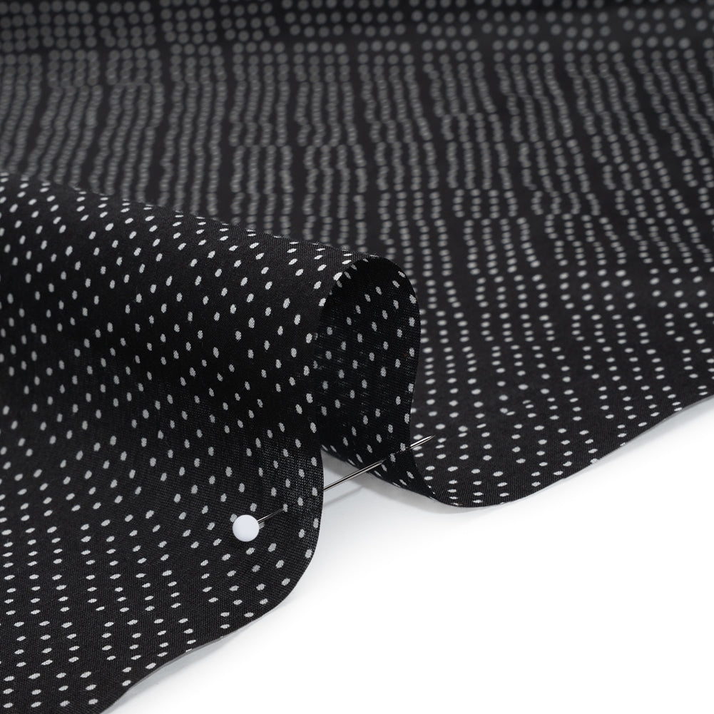 Silk and Cotton Voile Print - Black and White Polka Dot Diamonds - Deadstock - Detail