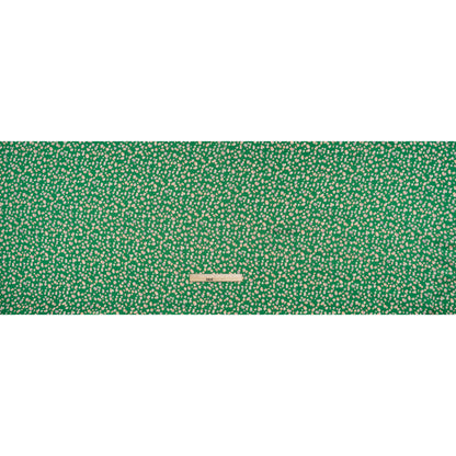 Polyester Satin Print - Kelly Green, Beige and Gray Abstract Dots - Designer Deadstock