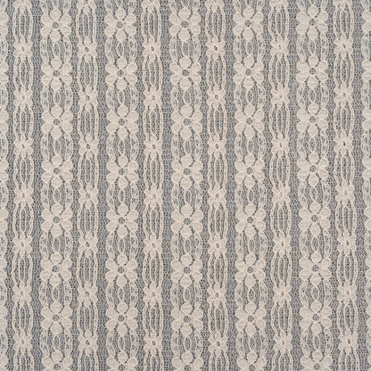 Crinkled Stretch Corded Lace - Gardenia Floral Stripes - Designer Deadstock