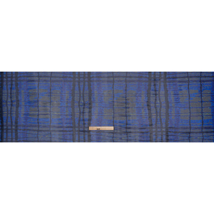 Polyester Stretch Mesh - Electric Blue, Olive and Black Abstract Plaid - Designer Deadstock