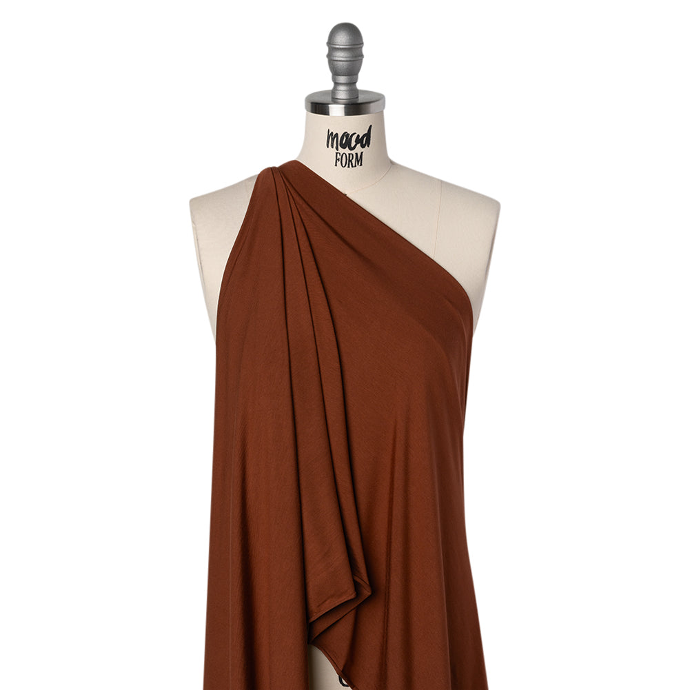 Stretch Rayon Jersey - Cognac - Designer Deadstock - Drape