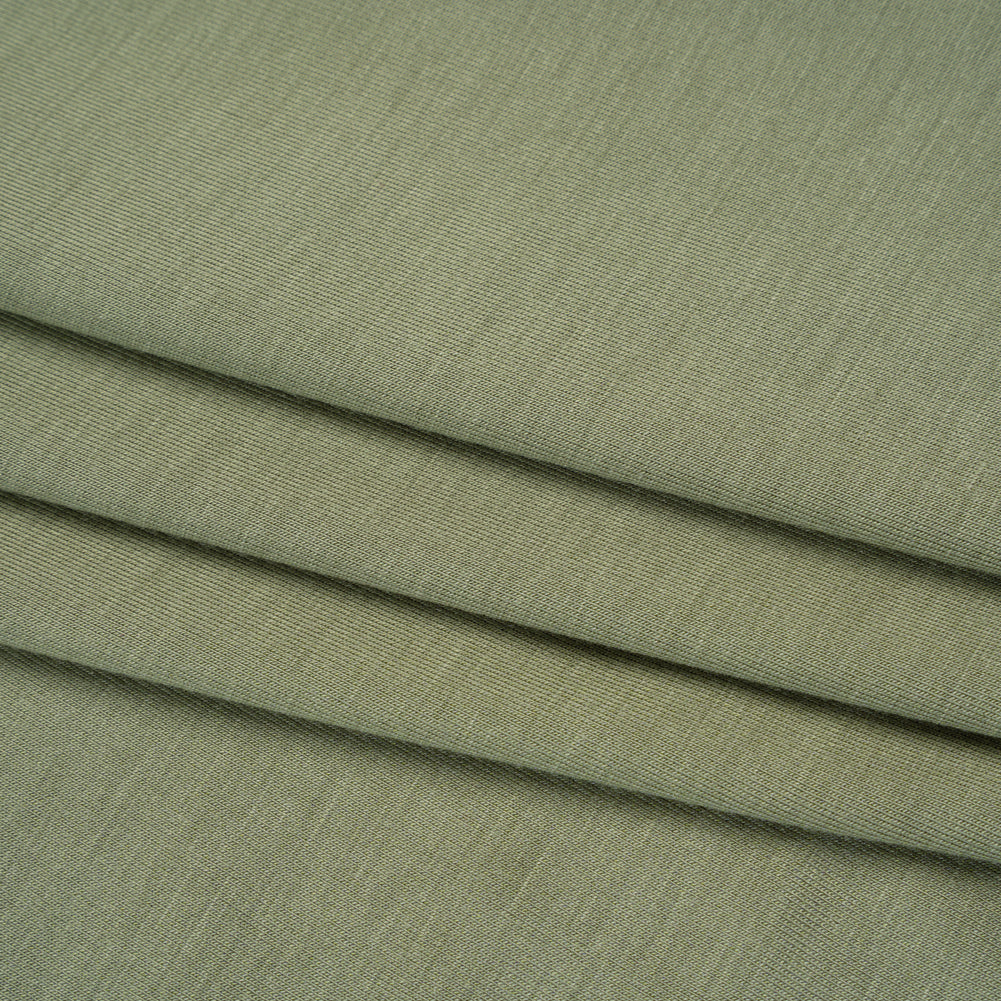 Stretch Rayon Jersey - Fern Green - Designer Deadstock - Folded