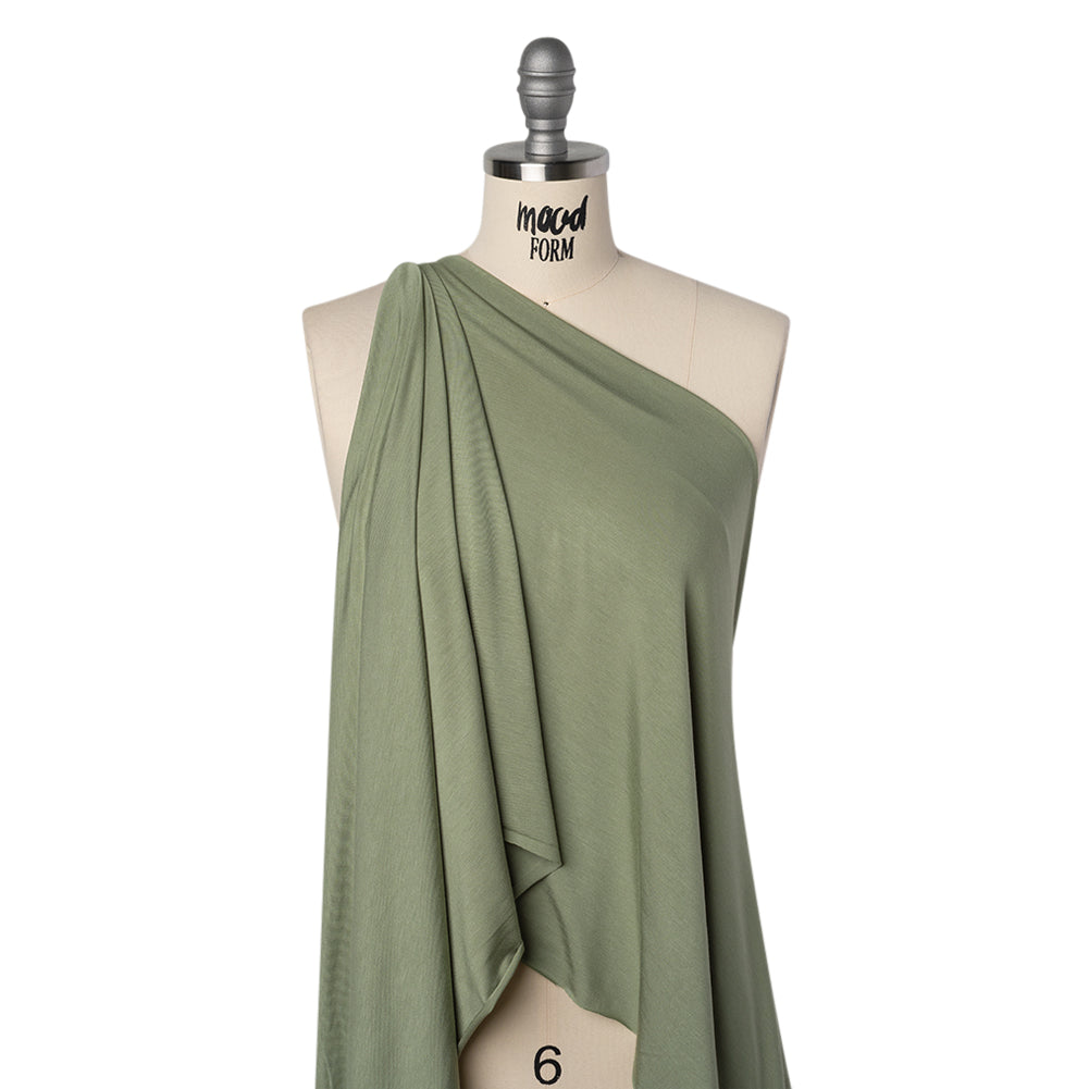 Stretch Rayon Jersey - Fern Green - Designer Deadstock - Drape