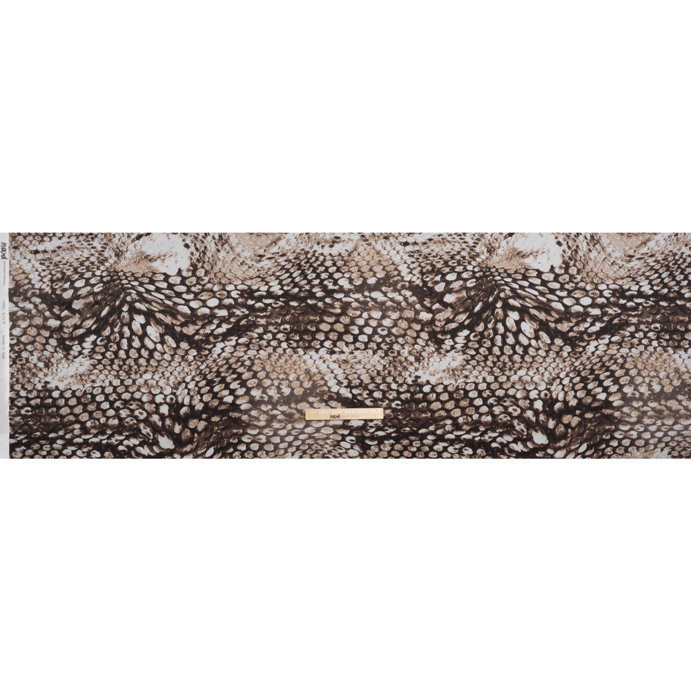 Silk Charmeuse Print 16MM, Made in Italy - Brown and Beige Giant Snakeskin - Full
