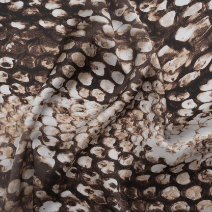 Silk Charmeuse Print 16MM, Made in Italy - Brown and Beige Giant Snakeskin