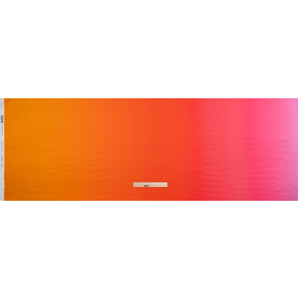 Silk Charmeuse Print 16MM, Made in Italy - Orange, Bright Pink and Orchid Ombre - Full