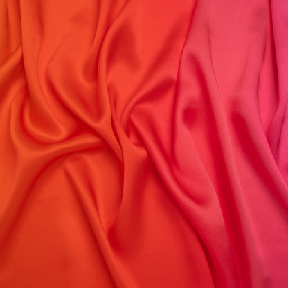 Silk Charmeuse Print 16MM, Made in Italy - Orange, Bright Pink and Orchid Ombre