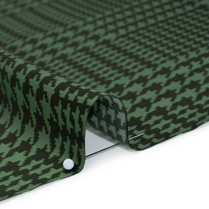 Silk Charmeuse Print 16MM, Made in Italy - Sage, Forest Green and Black Glen Check Ombre