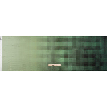 Silk Charmeuse Print 16MM, Made in Italy - Sage, Forest Green and Black Glen Check Ombre