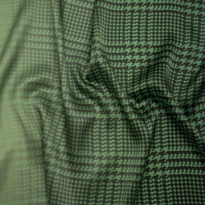 Silk Charmeuse Print 16MM, Made in Italy - Sage, Forest Green and Black Glen Check Ombre