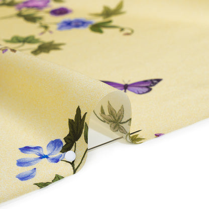 Silk Charmeuse Print 16MM, Made in Italy - Yellow Ombre with Purple and Blue Floral Borders
