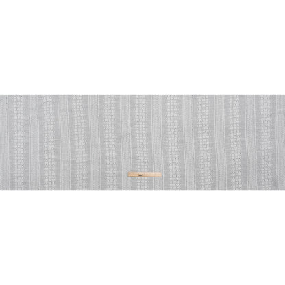 Embroidered Eyelet Cotton Voile - White Lattice and Floral Stripes - Naomi Collection