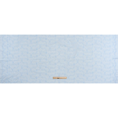 Embroidered Eyelet Cotton Voile - Pale Aqua Flowers on Branches - Naomi Collection