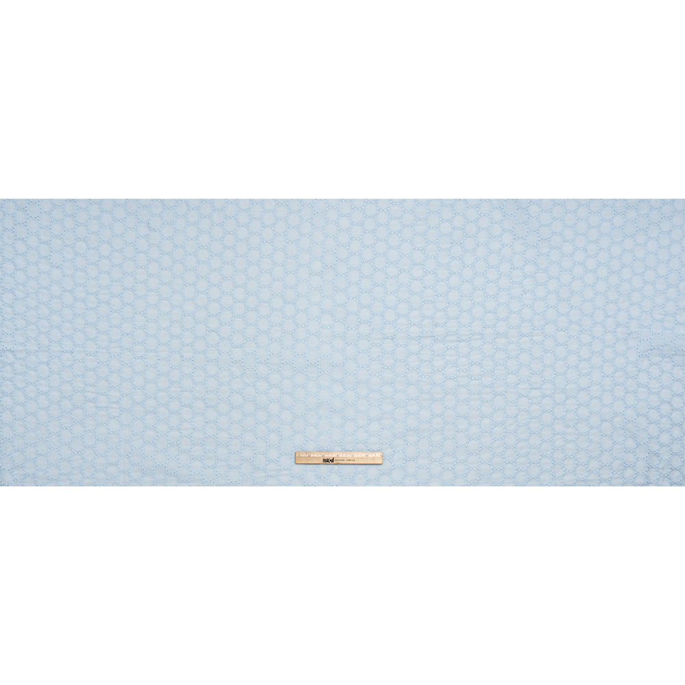 Embroidered Eyelet Cotton Voile - Pale Aqua Circles of Circles - Naomi Collection - Full