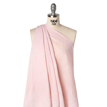Embroidered Eyelet Cotton Voile - Baby Pink Big Tossed Flowers - Naomi Collection