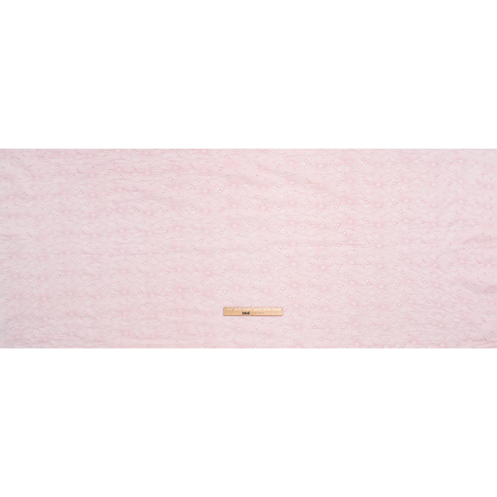 Embroidered Eyelet Cotton Voile - Baby Pink All-Over Flowers - Naomi Collection - Full