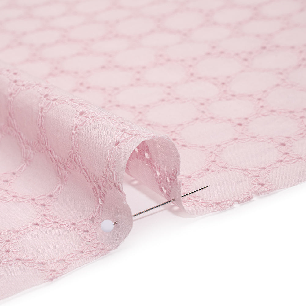 Embroidered Eyelet Cotton Voile - Baby Pink Circles of Circles - Naomi Collection - Detail